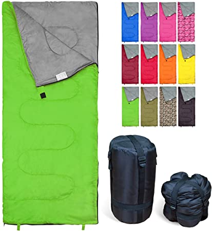 REVALCAMP Sleeping Bag Indoor & Outdoor Use. Great for Kids, Boys, Girls, Teens & Adults. Ultralight and Compact Bags are Perfect for Hiking, Backpacking & Camping - Green