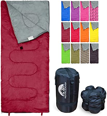 REVALCAMP Sleeping Bag Indoor & Outdoor Use. Great for Kids, Boys, Girls, Teens & Adults. Ultralight and Compact Bags are Perfect for Hiking, Backpacking & Camping - Bordeaux