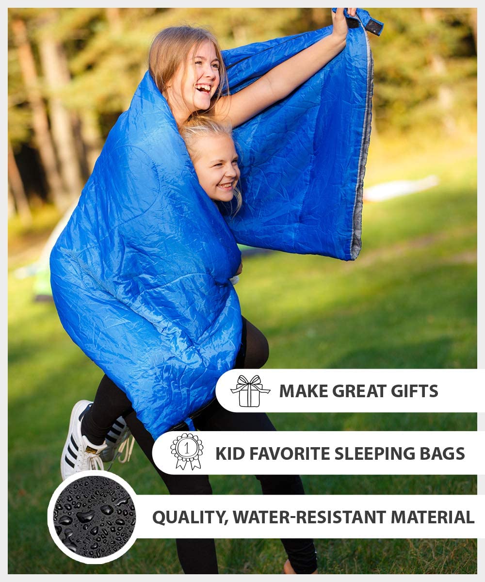 REVALCAMP Sleeping Bag Indoor & Outdoor Use. Great for Kids, Boys, Girls, Teens & Adults. Ultralight and Compact Bags are Perfect for Hiking, Backpacking & Camping - Orange