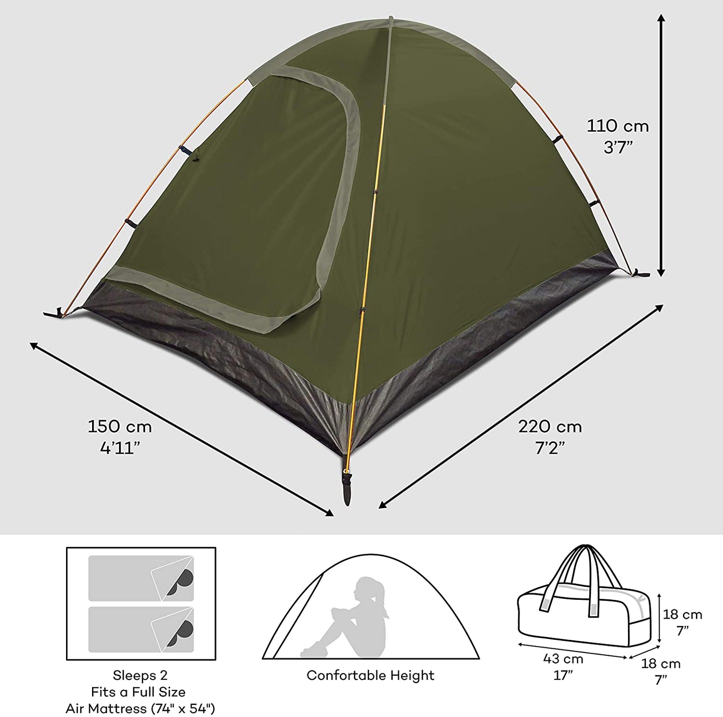 3-in-1 Camping Tent - Waterproof & Windproof 4 Season Tent