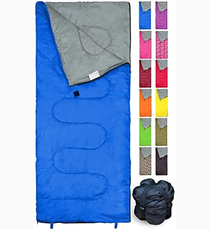 REVALCAMP Sleeping Bag Indoor & Outdoor Use. Great for Kids, Boys, Girls, Teens & Adults. Ultralight and Compact Bags are Perfect for Hiking, Backpacking & Camping - Blue