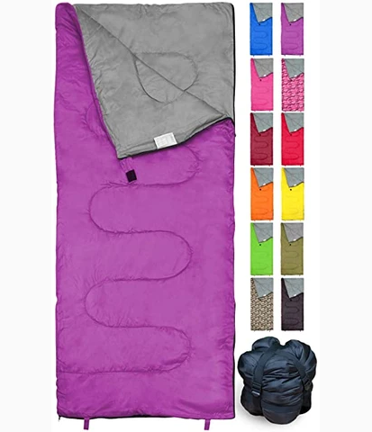 REVALCAMP Sleeping Bag Indoor & Outdoor Use. Great for Kids, Boys, Girls, Teens & Adults. Ultralight and Compact Bags are Perfect for Hiking, Backpacking & Camping - Violet
